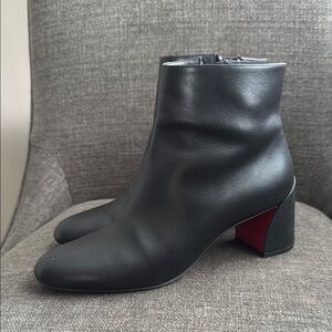 Christian Louboutin Black and Red Ankle Booties